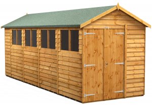 Power 18x6 Apex Garden Shed Overlap - Double Door