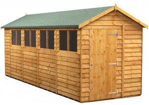 Power 18x6 Apex Garden Shed Overlap - Single Door