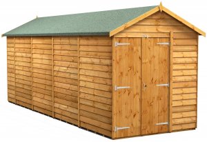 Power 18x6 Apex Garden Shed Overlap - Windowless Double Door