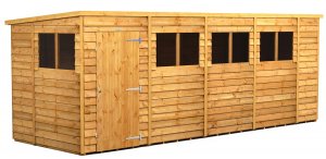 Power 18x6 Pent Garden Shed Overlap - Single Door