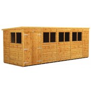 Power 18x6 Pent Garden Shed - Double Door