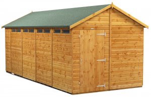 Power 18x8 Apex Secure Garden Shed - Single Door