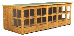 Power 18x8 Pent Potting Shed - Double Door