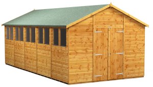 Power 20x10 Apex Garden Shed - Double Door