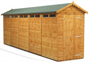 Power 20x4 Apex Secure Garden Shed - Single Door