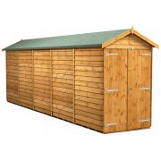 Power 20x4 Apex Garden Shed Overlap - Windowless Double Door