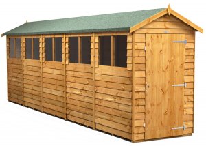 Power 20x4 Apex Garden Shed Overlap - Single Door