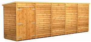 Power 20x4 Pent Garden Shed Overlap - Windowless Double Door