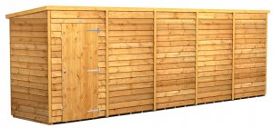 Power 20x4 Pent Garden Shed Overlap - Windowless Single Door