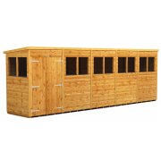 Power 20x4 Pent Garden Shed - Double Door