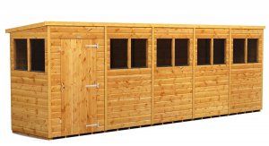 Power 20x4 Pent Garden Shed - Single Door