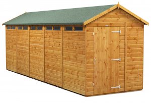 Power 20x6 Apex Secure Garden Shed - Single Door