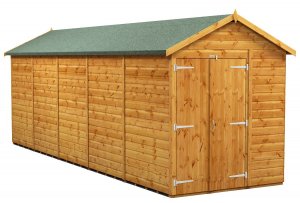 Power 20x6 Apex Garden Shed Windowless Double Doors