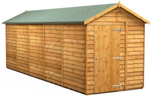 Power 20x6 Apex Garden Shed Overlap - Windowless Single Door