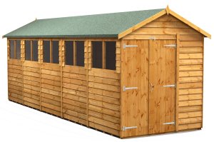 Power 20x6 Apex Garden Shed Overlap - Double Door