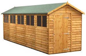 Power 20x6 Apex Garden Shed Overlap - Single Door