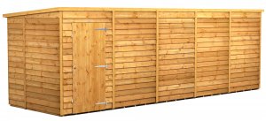 Power 20x6 Pent Garden Shed Overlap - Windowless Single Door