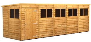 Power 20x6 Pent Garden Shed Overlap - Single Door