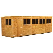 Power 20x6 Pent Garden Shed - Double Door