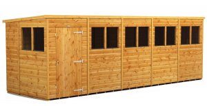 Power 20x6 Pent Garden Shed - Single Door