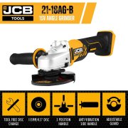 JCB 21-18AG-B 18V Cordless Angle Grinder, 3 Position & Anti-Vibration - Bare Unit