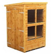 Power 4x4 Pent Potting Shed - Double Door