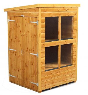 Power 4x4 Pent Potting Shed - Double Door