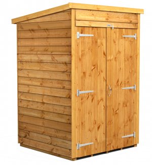 Power 4x4 Pent Garden Shed Overlap - Windowless Double Door