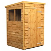 Power 4x4 Pent Garden Shed Overlap - Single Door