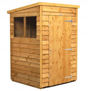 Power 4x4 Pent Garden Shed Overlap - Single Door