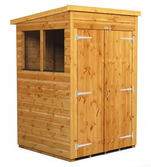 Power 4x4 Pent Garden Shed - Double Door