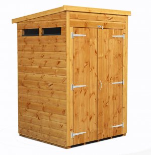 Power 4x4 Pent Garden Security Shed - Double Door