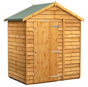 Power 4x6 Apex Garden Shed Overlap - Windowless Single Door