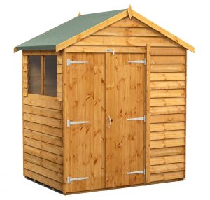 Power 4x6 Apex Garden Shed Overlap - Double Door