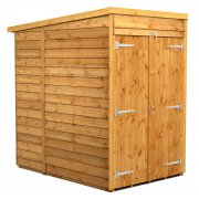 Power 4x6 Pent Garden Shed Overlap - Windowless Double Door