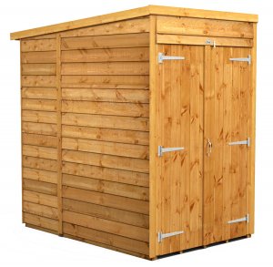 Power 4x6 Pent Garden Shed Overlap - Windowless Double Door