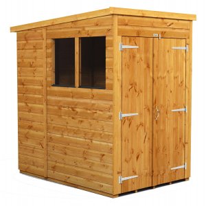 Power 4x6 Pent Garden Shed - Double Door