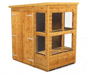 Power 4x6 Pent Potting Shed - Double Door