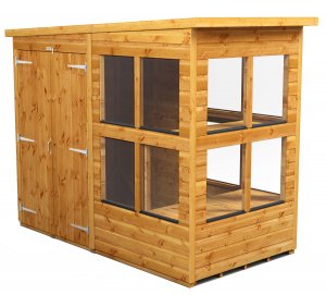 Power 4x8 Pent Potting Shed - Double Door