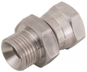 1/4" BSP Male to 3/8" BSP Female 400 Bar Stainless Steel Swivel Adaptor - AISI 316