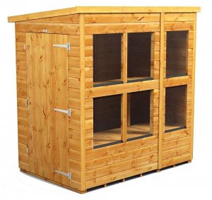 Power 6x4 Pent Potting Shed - Single Door