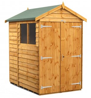 Power 6x4 Apex Garden Shed Overlap - Double Door