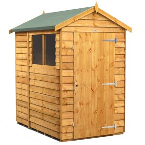 Power 6x4 Apex Garden Shed Overlap - Single Door