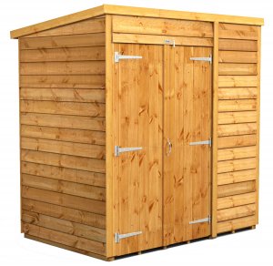 Power 6x4 Pent Garden Shed Overlap - Windowless Double Door