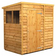 Power 6x4 Pent Garden Shed Overlap - Single Door