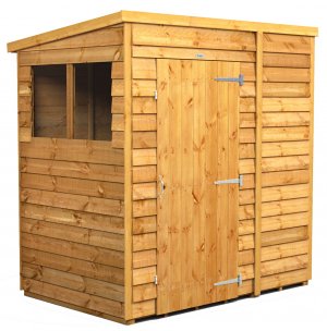 Power 6x4 Pent Garden Shed Overlap - Single Door