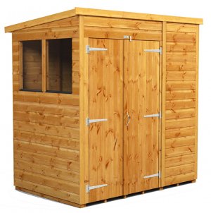 Power 6x4 Pent Garden Shed - Double Door