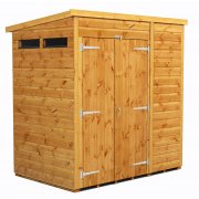 Power 6x4 Pent Garden Security Shed - Double Door