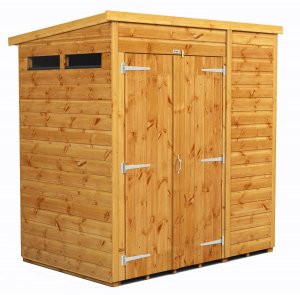 Power 6x4 Pent Garden Security Shed - Double Door