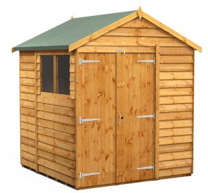 Power 6x6 Apex Garden Shed Overlap - Double Door